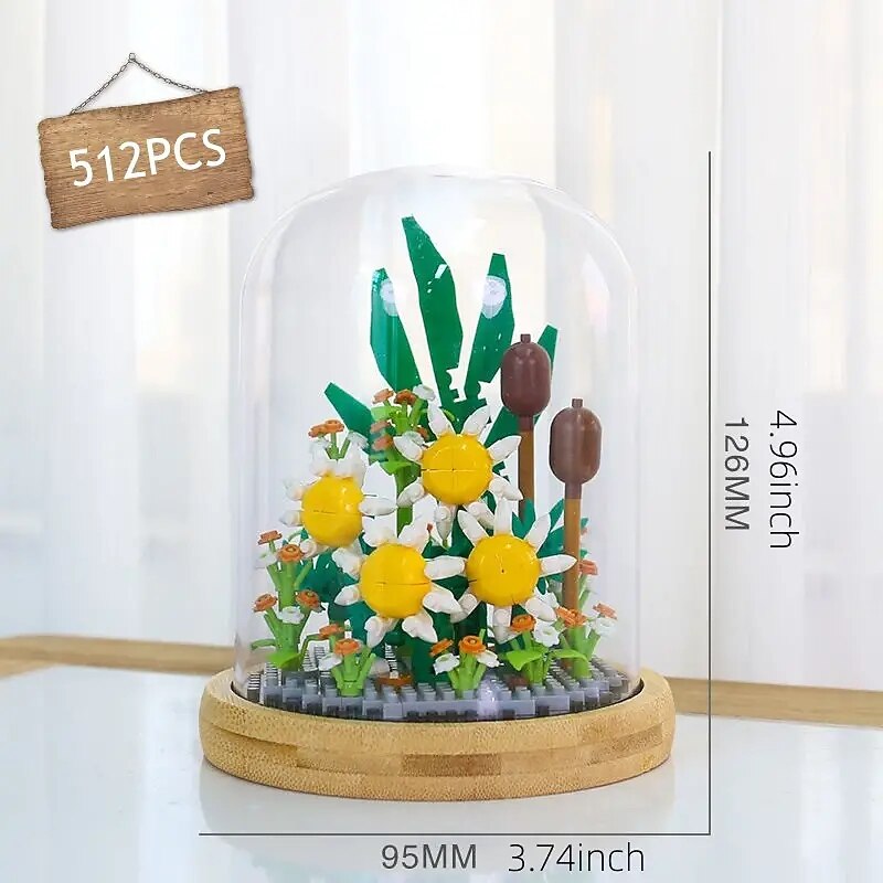 Women's Day Gifts Building Blocks,Create Beautiful Flower Bouquets with this 1pc Flower Building Kit - Perfect for Adults & Kids! Mother's Day Gifts for MoM4