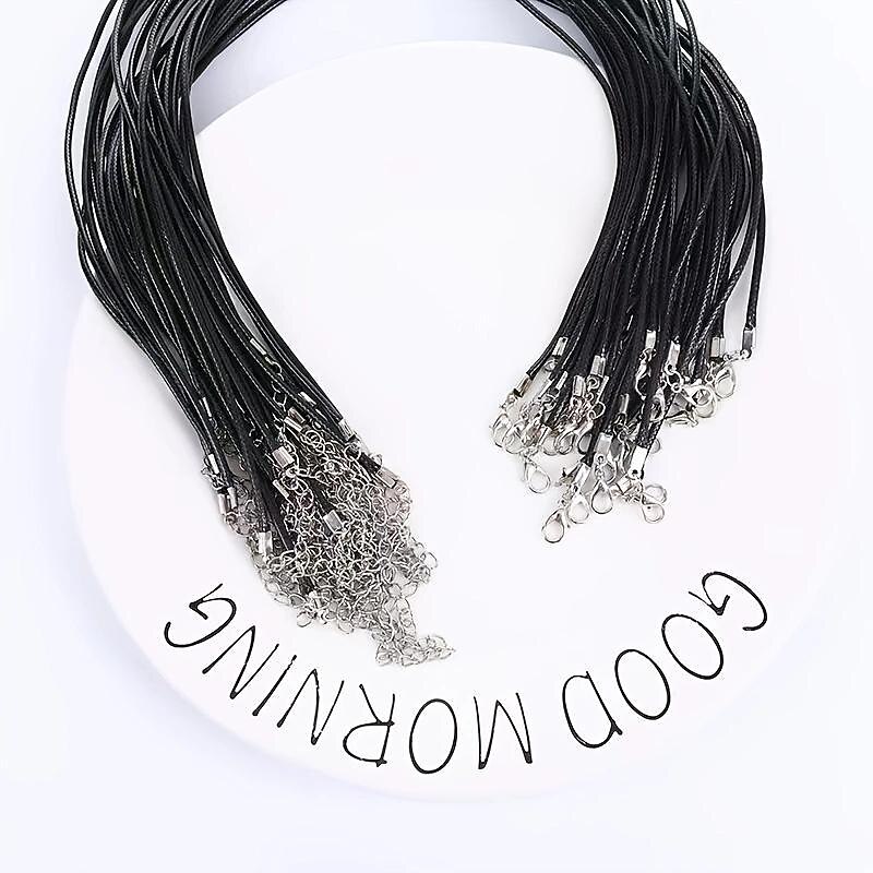 10pcs DIY Necklace Set - Wax Thread Jewelry, Black Leather Rope & Pendant - Perfect Accessory for Any Outfit3