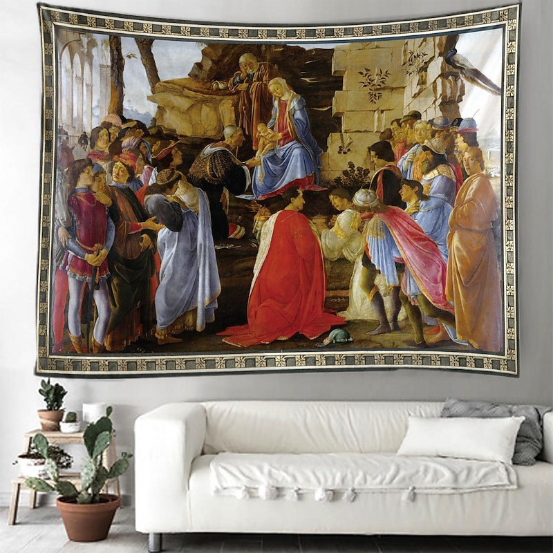Sandro Botticelli Hanging Tapestry Wall Art Large Tapestry Mural Decor Photograph Backdrop Blanket Curtain Home Bedroom Living Room Decoration4