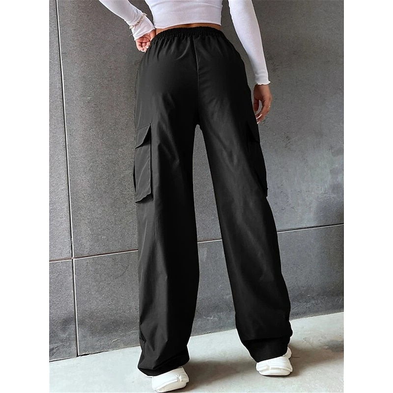 Women's Cargo Pants Pants Trousers Parachute Pants Streetwear Casual Comfort Full Length High Waist Plain Pocket Elastic Waist Breathability Soft Outdoor Micro-elastic Vacation Casual Sports2