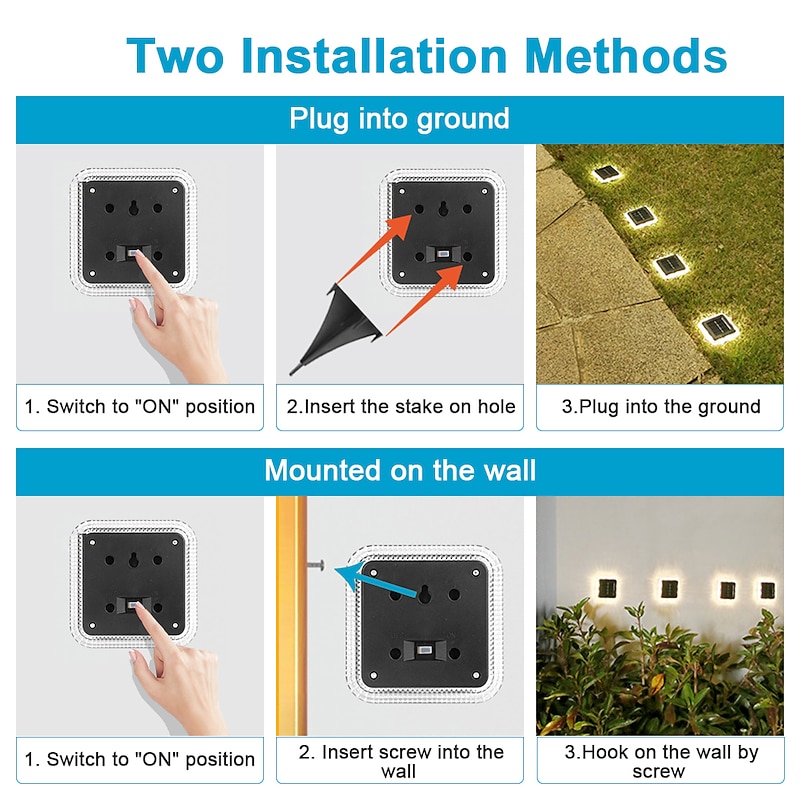 Solar LED Buried Light Outdoor Waterproof Wall Lights 8 LED Garden Pathway Garden Park Lawn Yard Patio Walkway Decoration4