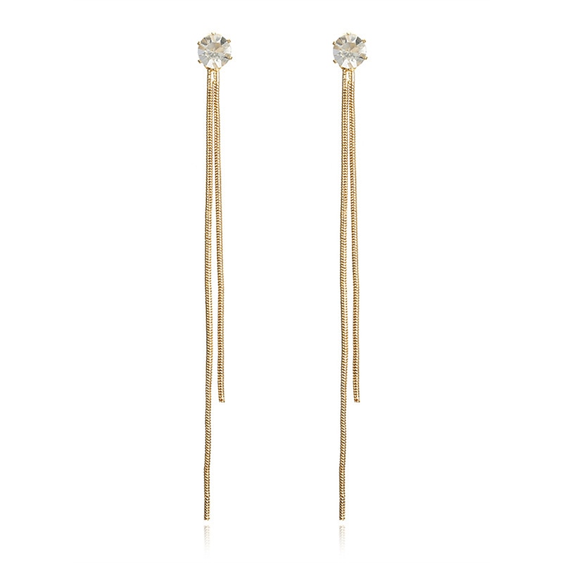 Women's Earrings Fashion Zirconia Long Tassel Polygonal Diamond Stud Earrings For Valentine's Day, Mother's Day Gift4