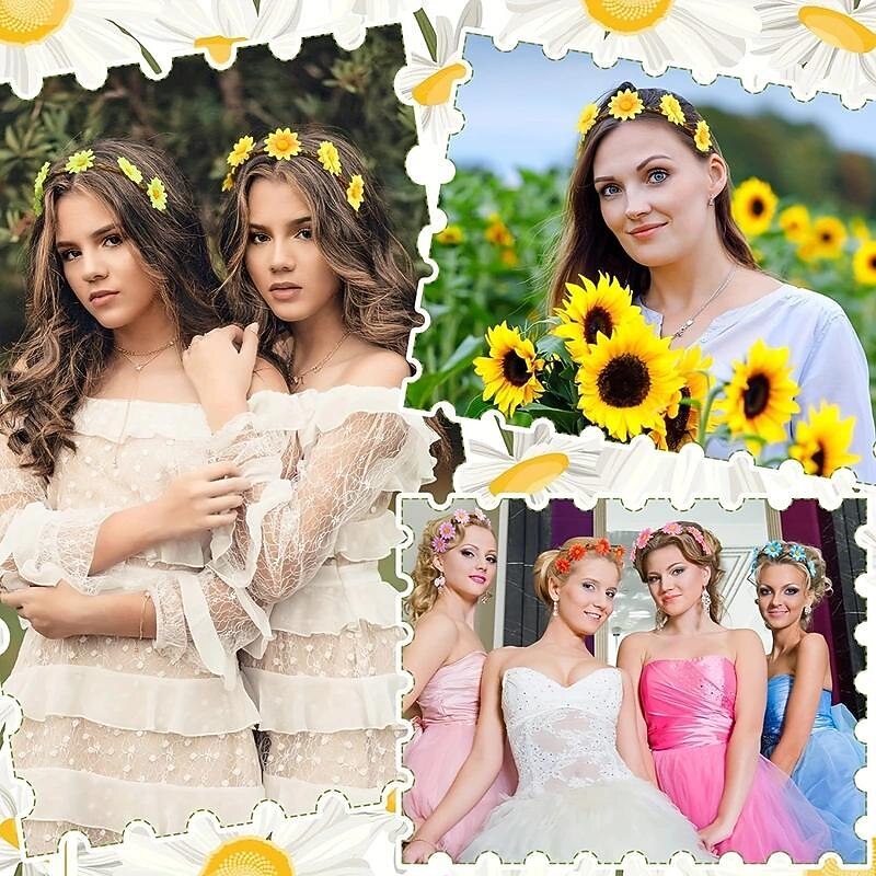 1PC Flower Headband Women's Floral Hair Band Women's Headwear Girl Wedding Festival Beach Vacation Wreath Hair Accessories2