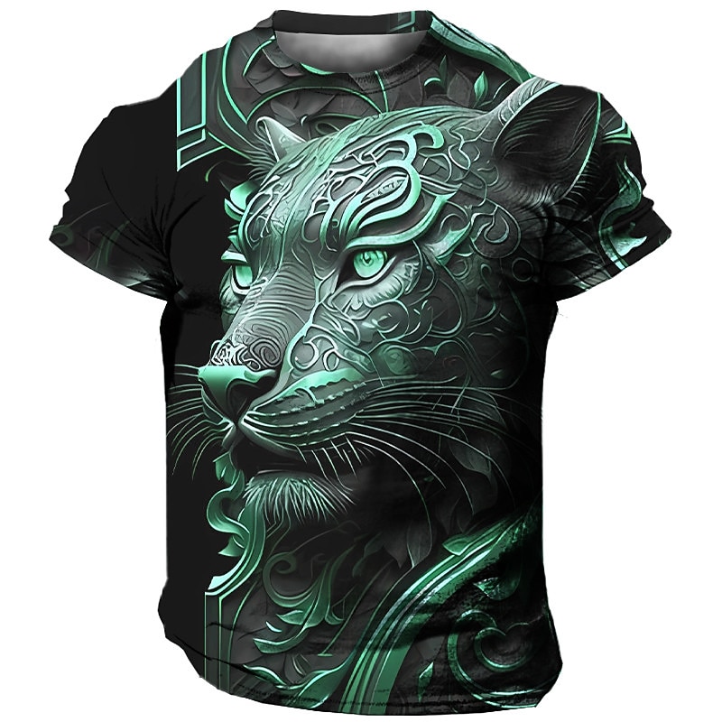 Men's Graphic Animal T Shirt Short Sleeve T shirt 3D Print Crew Neck Shirt Vintage Fashion Designer Outdoor Daily Sports Silver Yellow Light Green Spring & Summer Clothing Apparel S M L XL 2XL 3XL4