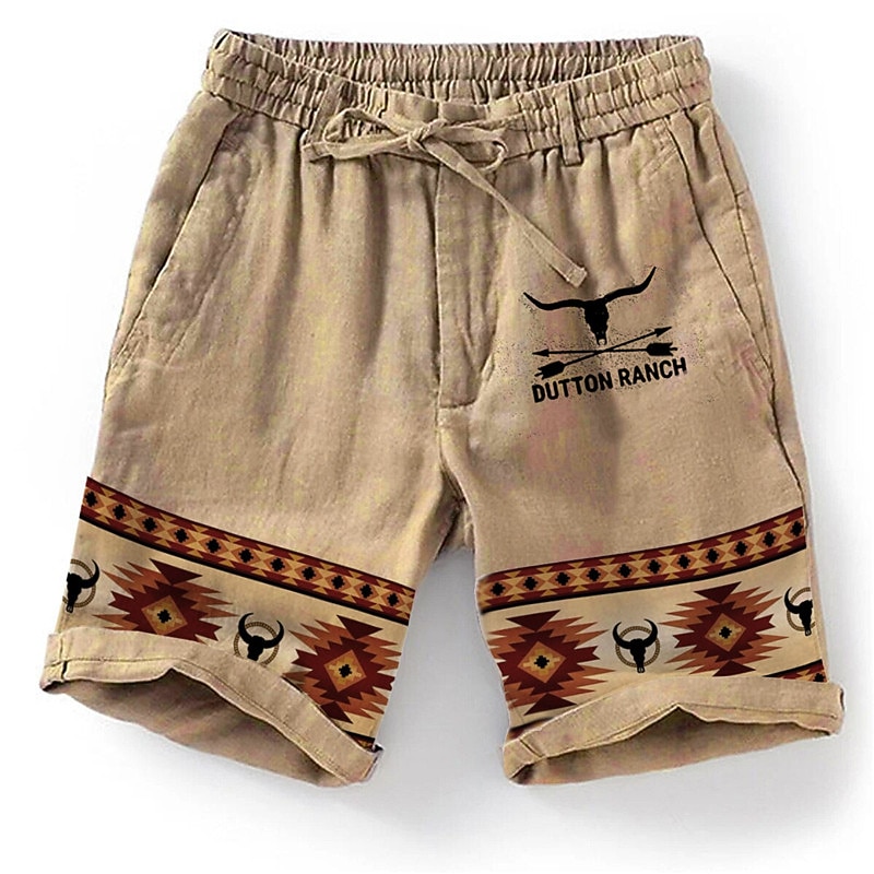Men's Graphic Geometric Pattern Shorts Summer Shorts Beach Shorts Mid Waist Designer Ethnic Style Retro Vintage Casual Daily Holiday Drawstring Elastic Waist 3D Print Designer Clothing Apparel3