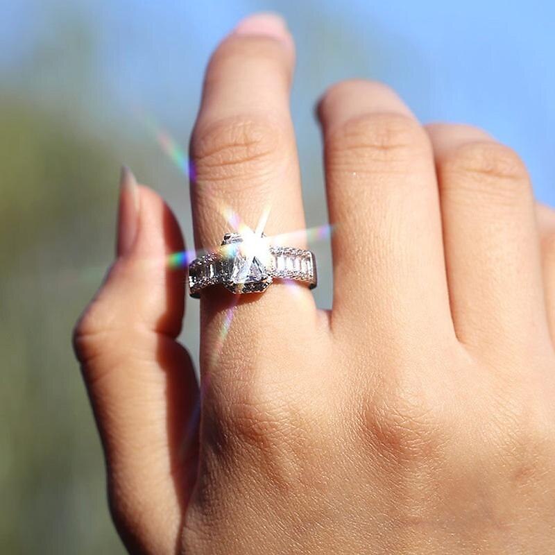 Ring Wedding Classic Silver Chrome Precious Fashion Cute 1PC Zircon dress to impress2