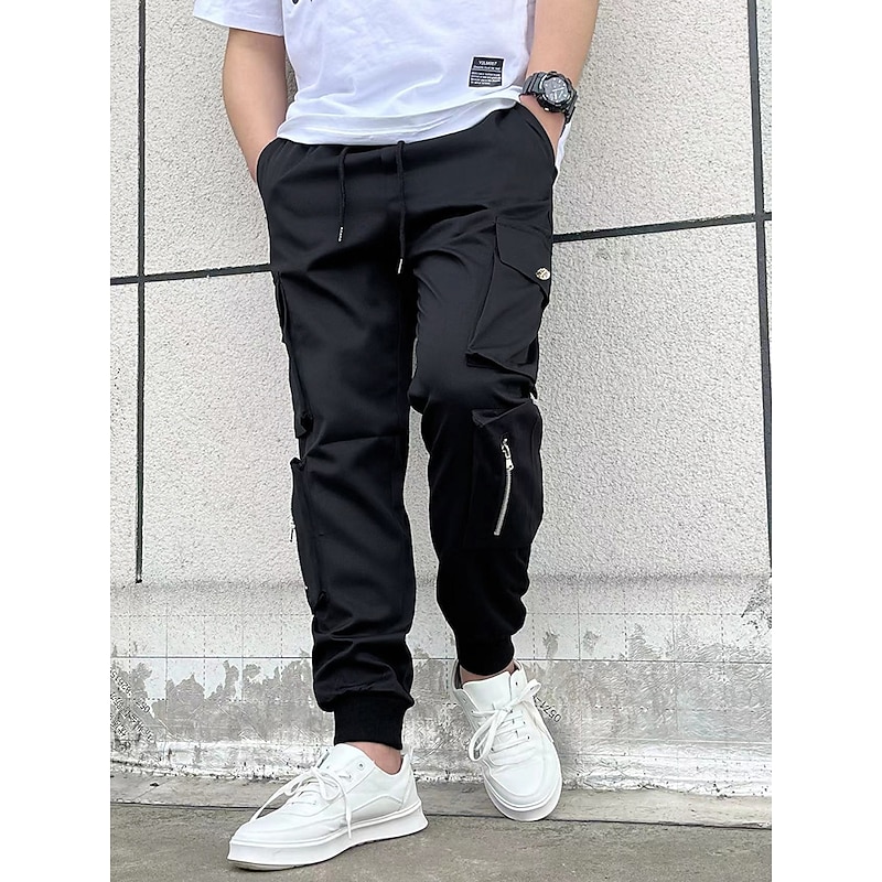 Men's Cargo Pants Cargo Trousers Flap Pocket Plain Comfort Breathable Outdoor Daily Going out Cotton Blend Fashion Casual Black Green3