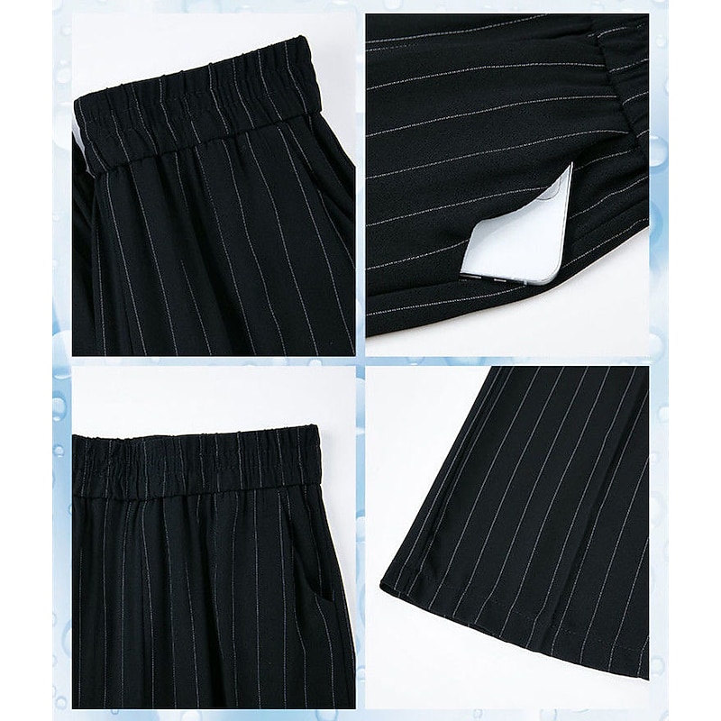 Women's Wide Leg Dress Work Pants Trousers Baggy Full Length Pocket Micro-elastic High Rise Streetwear Casual Street Black White XL 2XL Summer Spring3