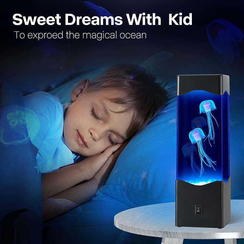 Multi Color Jellyfish Lava Lamp USB Powered Aquarium Night Lights with 3 Jellyfish,Office Room Desktop Decoration Gifts for Christmas Birthdays Holidays2
