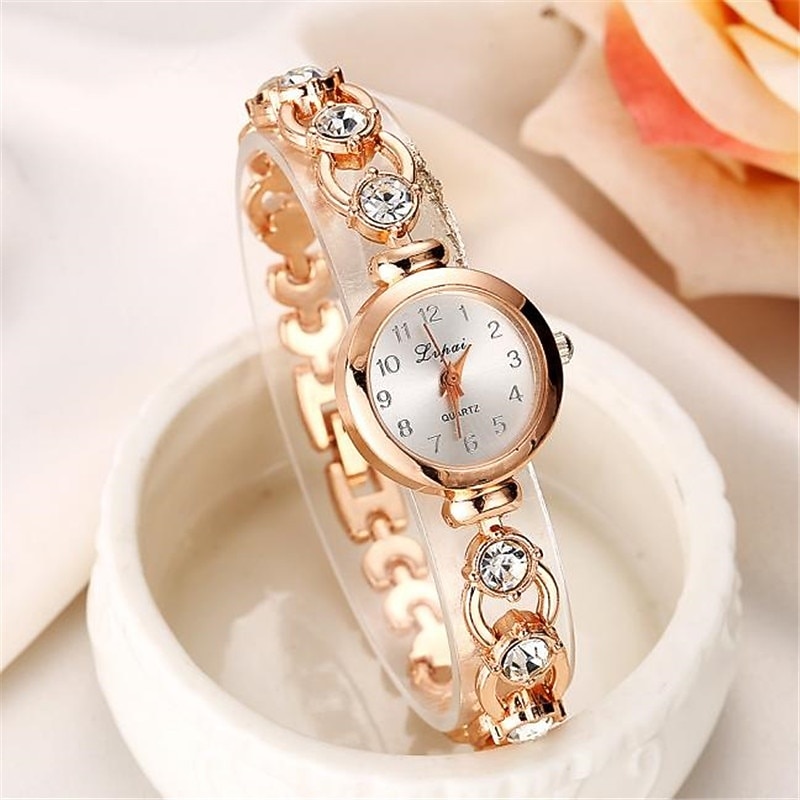 Ladies Elegant Wrist Watches Women Bracelet Rhinestones Analog Quartz Watch Women's Crystal Small Dial Watch Reloj3