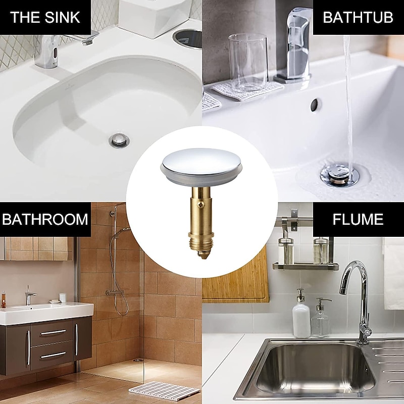 Universal Bathroom Sink Stopper, Basin Pop Up Drain Filter, Bathtub Converter Sink Drain Strainer Plug No Overflow2