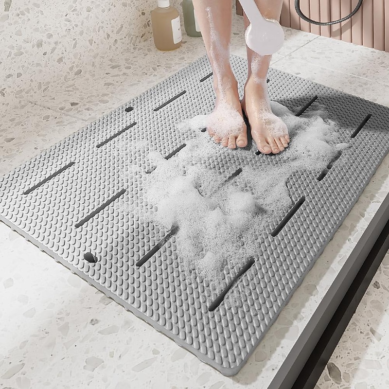 Bath Mat Non-slipp Bathroom Mat Safety Shower Bath Mat Plastic Massage Pad Bathroom Carpet Floor Drainage Suction Cup Bath Mat2