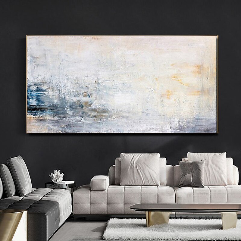 Handmade Oil Painting  canvas Wall Art Decoration  Abstract Knife Painting  Gray Landscape For Home Decor Rolled Frameless Unshi Painting