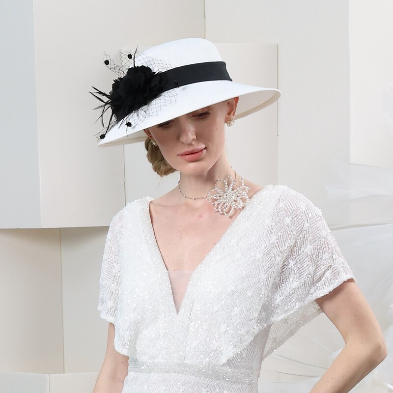 Fascinators Kentucky Derby Hat Fiber Bowler / Cloche Hat Straw Hat Sun Hat Wedding Evening Party Elegant Sun Protection With Feather Floral Headpiece Headwear4