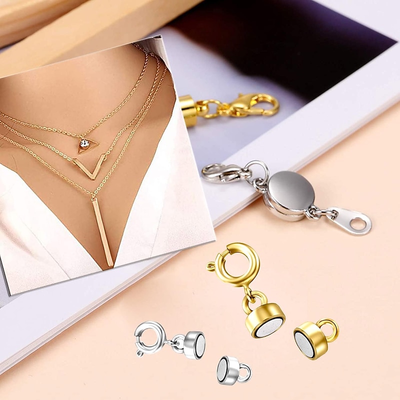 Magnetic Necklace Clasps and Closures - Gold and Silver Plated Bracelet Connectors for Necklaces Chain Jewelry Making3