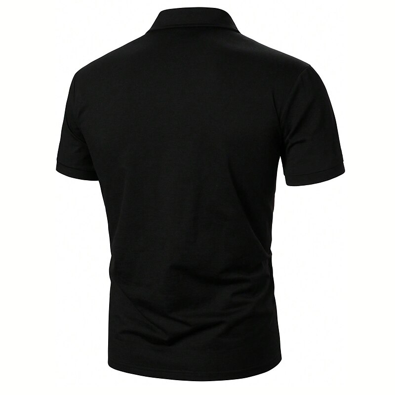 Men's Zip Polo Polo Shirt Casual Holiday Lapel Quarter Zip Short Sleeve Fashion Basic Color Block Quarter Zip Summer Regular Fit Black Red Brown Light Black Zip Polo4