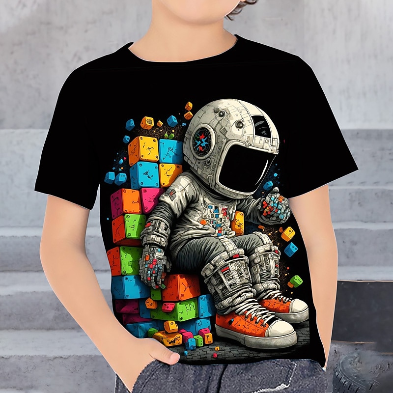 Boys 3D Graphic Astronaut T shirt Tee Short Sleeve 3D Print Summer Spring Active Sports Fashion Kids 3-12 Years Outdoor Casual Daily Regular Fit2