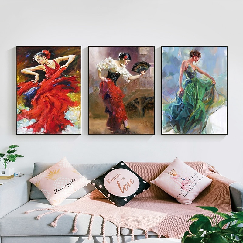 Handpainted Famous Flamenco Dancer Painting Canvas Painting Wall Art Poster for Bedroom Living Room Decor (No Frame)4