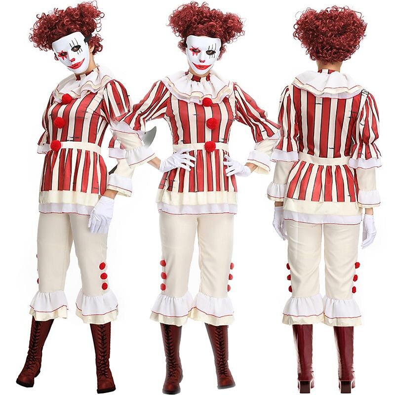 Burlesque Clown Pennywise Halloween Cosplay Costume Party Costume Outfits Cosplay Adults' Women's Halloween Carnival Masquerade Performance Party Easy Halloween Costumes Dress Up