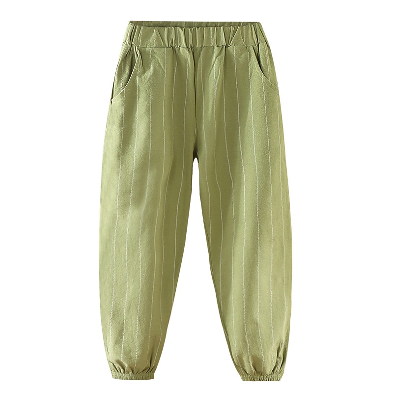 Boys Linen Pants Kids Boys Pants Trousers Pocket Stripe Breathable Comfort Pants Outdoor Fashion Daily Basic Black White Dark Green Mid Waist4