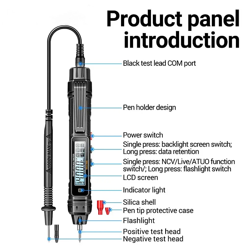 A3005 Digital Multimeter Pen Type 4000 Counts Professional Meter Non-Contact Auto AC/DC Voltage Ohm Diode Tester For Tool4