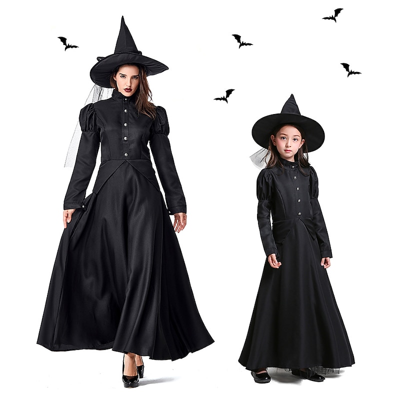 Witch Dress Cosplay Costume Hat Kid's Adults' Women's Girls' Halloween Carnival Masquerade Easy Carnival Costume for Walpurgis Night