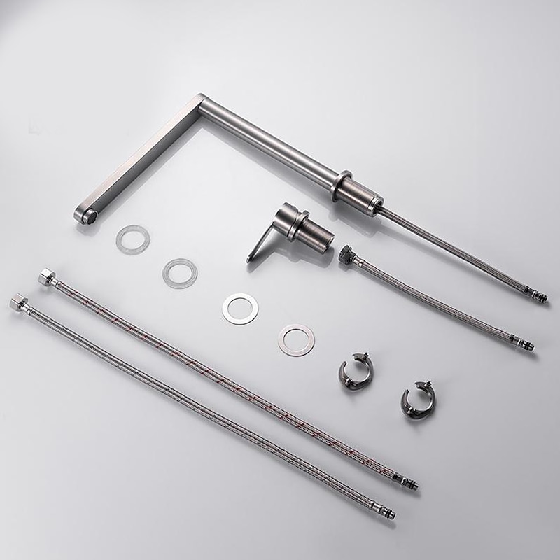 Stainless Steel Kitchen Faucet Sink Mixer Folding Vessel Tap, Single Handle 360 Degree Swivel with G1/2 Cold and Hot Hose4