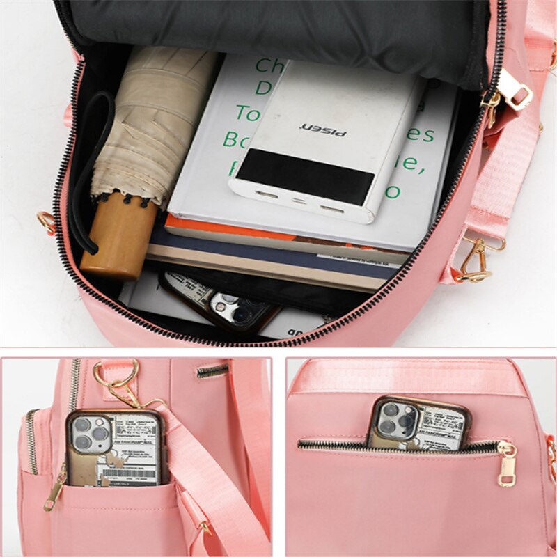 Women's Stylish Nylon Backpack - Large Capacity, Multi-Pocket Back to School Bag in Multiple Colors4