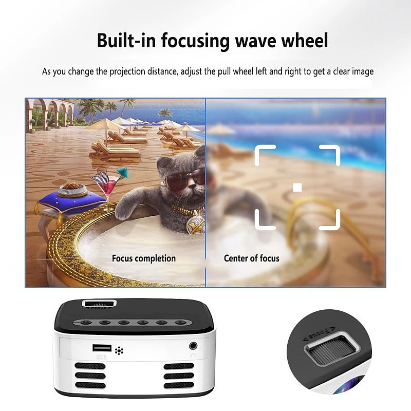 Newest Mini Projector Black White HD 1080P Portable Outdoor Home Theater Projector For Smartphone Tablet Laptop TV Stick2