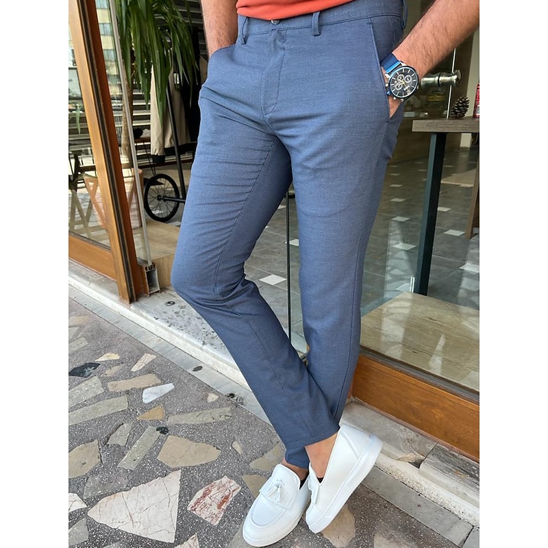 Men's Trousers Chinos Chino Pants Pocket Plain Comfort Breathable Outdoor Daily Going out Fashion Casual Red Blue2