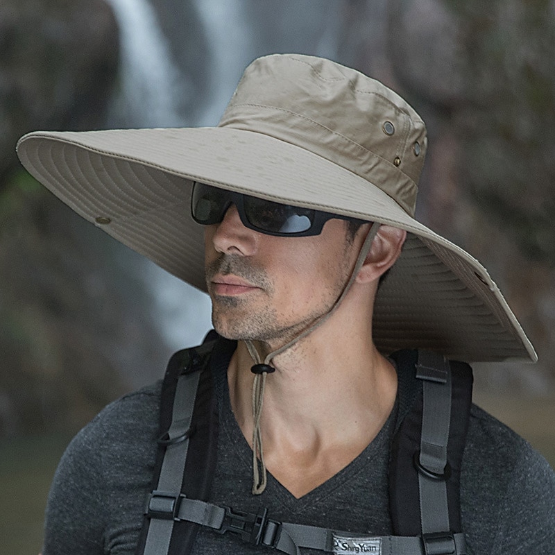 Wide Brim Sun Hat UPF50+ Fishing Hat Waterproof Quick Dry Breathable Summer Hat for Fishing Camping & Hiking Safari Beach