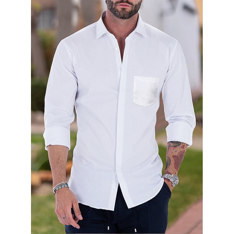 Men's Dress Shirt French Cuff Shirt Collared Shirt Button Up Shirt Waves Wedding Work Black White Pink Navy Blue Long Sleeve Turndown All Seasons Clothing Apparel Button-Down2
