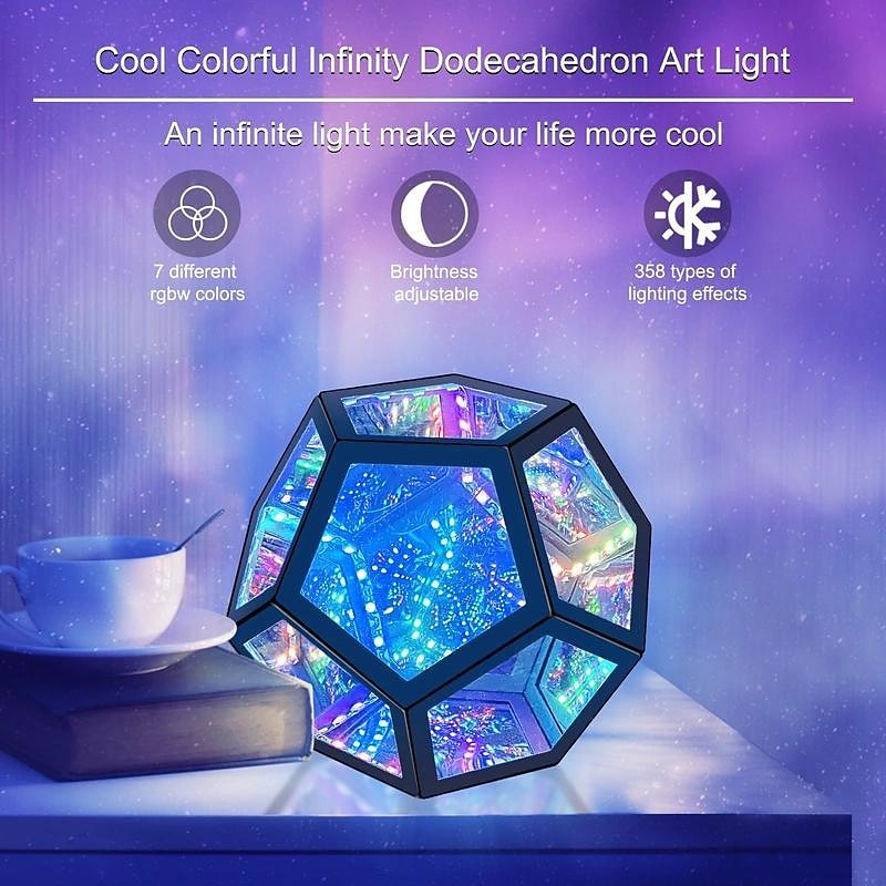 LED Smart Light Infinty Dodecaedron Cool Ambience Table Lamp USB Color Mood Changing Ambient Night Light3