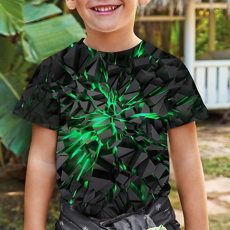 Boys 3D Graphic Optical Illusion T shirt Tee Short Sleeve 3D Print Summer Spring Active Sports Fashion Polyester Kids 3-12 Years Outdoor Casual Daily Regular Fit4