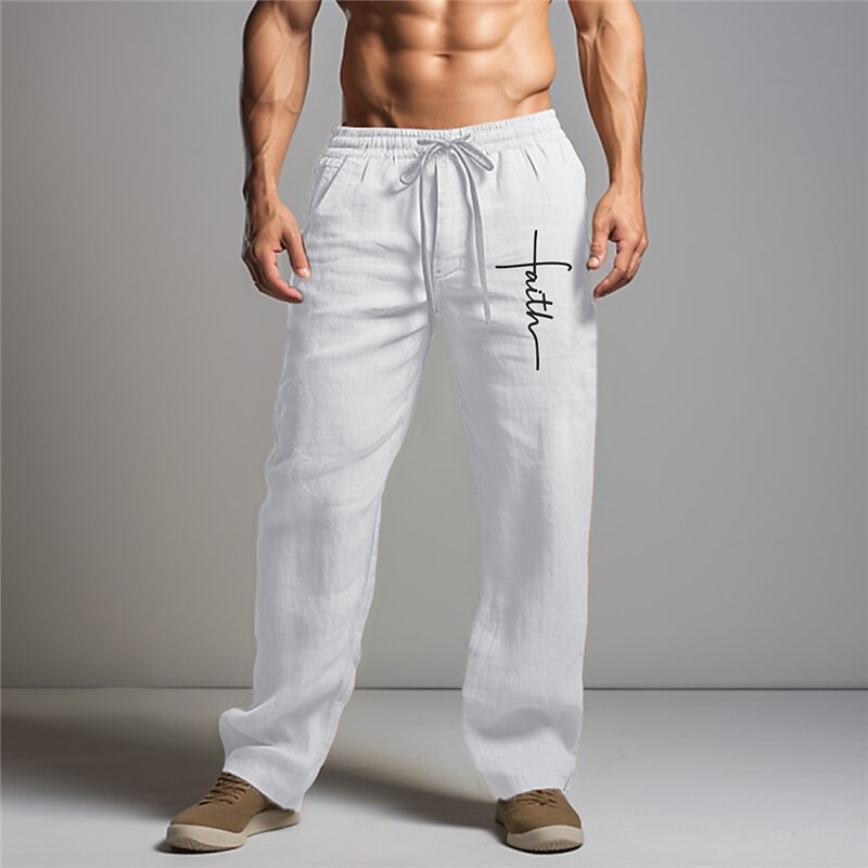 Men's Graphic Prints Cross Trousers Summer Pants Beach Pants Mid Waist Streetwear Hawaiian Designer Casual Daily Holiday Drawstring Elastic Waist 3D Print Spring & Summer Hot Stamping Black White3