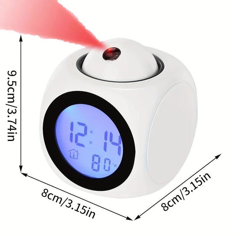 LED Smart Light  Projection Digital LED Alarm Clock for Bedroom on Ceiling Wall Dimmer USB Charger Battery Time And Temperature Display Backup Loud Dual Alarm Clock for Heavy Sleeper Kid Elderly4