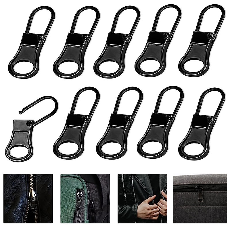 10pcs Zipper Pull Replacement Detachable Zipper Pulls Zipper Replacement Zipper Repair Kit Zipper Replacement Slider for Jacket Pants Coat Shoes Suitcase Backpack