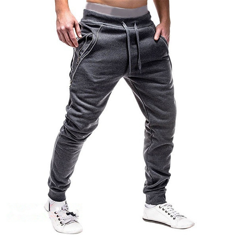 Men's Sweatpants Joggers Trousers Drawstring Elastic Waist Elastic Cuff Plain Comfort Breathable Casual Daily Holiday Sports Fashion Black Light Grey4