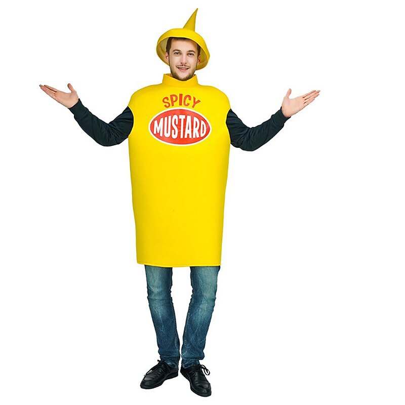 Couples Mustard Ketchup Funny Costumes Halloween Group Couples Costumes Men's Women's Movie Cosplay Cosplay Costumes Red Top Pants Halloween Carnival Masquerade2