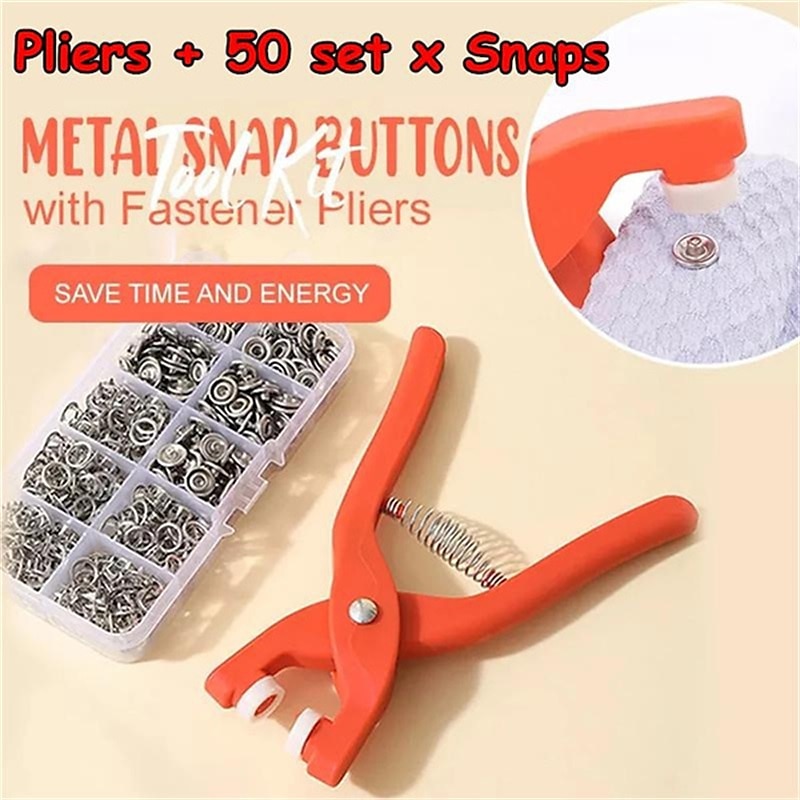 Metal Snaps Buttons with Thickened Snap Fastener Pliers Tool Kit Stainless Steel Sewing Buttons Set for Jeans Clothing Diy Handcrafts Home Sewing Supplies Accessories