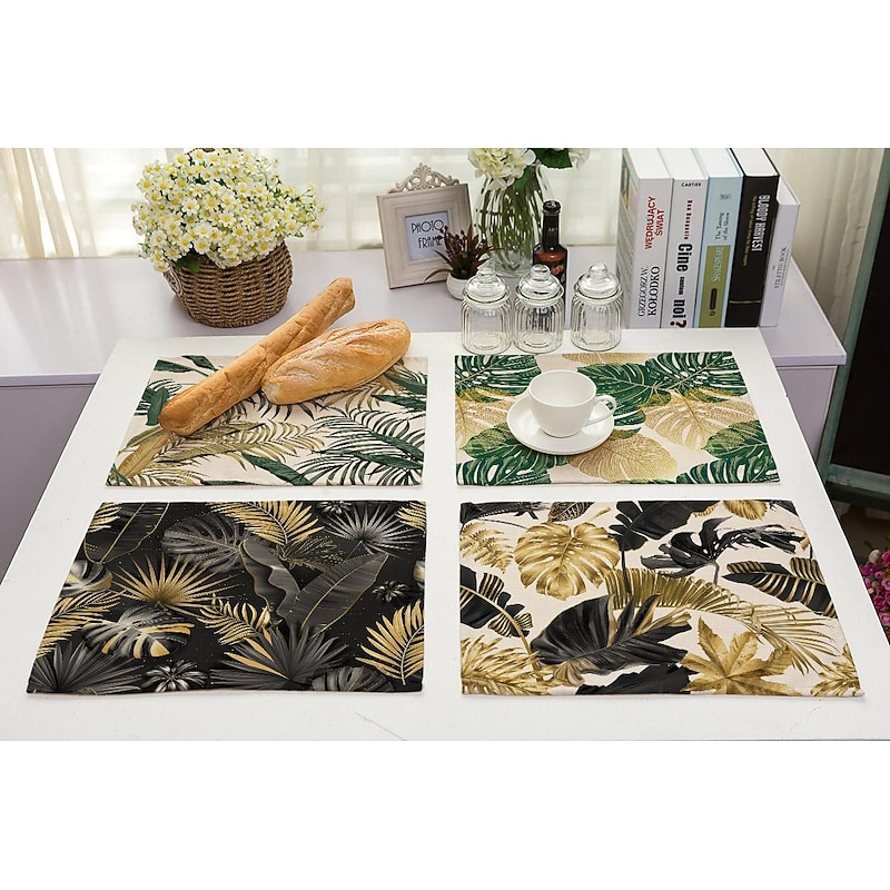 Green Placemats Heat Resistant Farmhouse Table Place Mat Stain Resistant Placemat, Placemat for Wedding Kitchen Dining Table Decoration Indoor Outdoor4