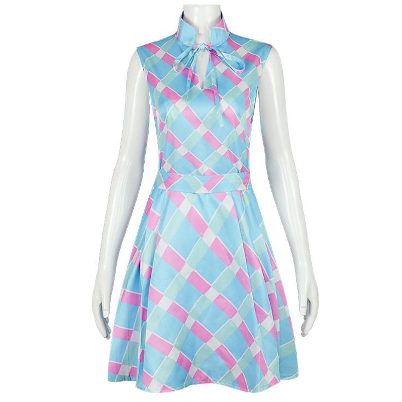 Movie Outfits Doll Hot Pink Plaid Dress Costume for Girls Women Kids Adults Flare Dress Pink Gingham Dress Y2K Retro Vintage Beach Vacation Daily Wear Halloween Carnival3