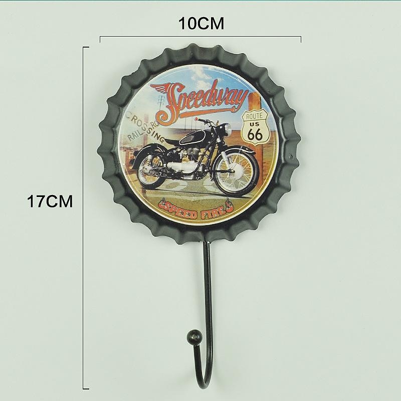 1pc Retro Metal Hooks Beer Bottle Cap Pattern Waterproof Hanging Hooks Perfect for Room Kitchen Porch Door & Home Improvement Outdoor Decor 10x16cm/4''x6.3''2