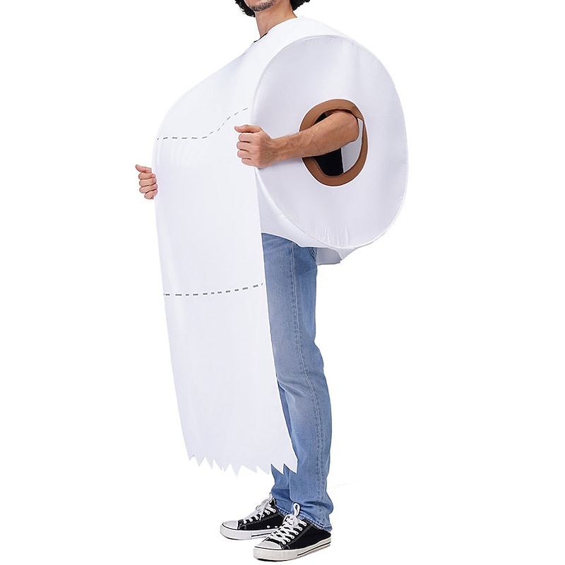 Couples Giant Toilet Paper Roll Halloween Group Couples Costumes Men's Women's Movie Cosplay Cosplay Costumes White Leotard / Onesie Halloween Carnival Masquerade2