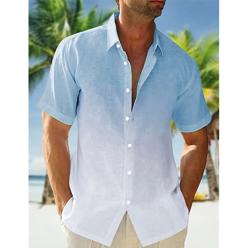 Men's Shirt Summer Shirt Beach Wear Casual Shirt Button Up Shirt Untucked Shirts Pink Navy Blue Blue Orange Green Short Sleeve Gradient Lapel Vacation Casual Clothing Apparel Fashion Comfortable4