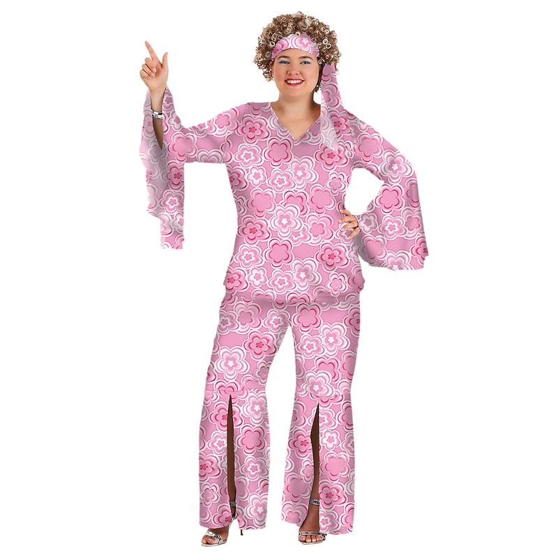 Hippie 1970s Disco Outfits Headband Trousers Flare Cuff Sleeve Hippie Disco Fancy Dress Women's Halloween Carnival Masquerade Party / Evening Pride Parade Pride Month Adults' Top Pants Headband4