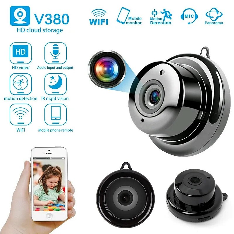 Mini Wireless Camera, HD Indoor Surveillance Monitor, Motion Detection, Night Vision, Wi-Fi Smart Camcorder, Video Recording & Remote Monitoring for Home Security