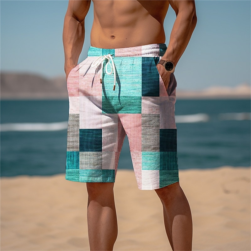 Men's Color Block Patchwork Graphic Prints Sweat Shorts Beach Shorts Terry Shorts Mid Waist Casual Athleisure Daily Holiday Streetwear Drawstring Elastic Waist 3D Print Designer Clothing Apparel2