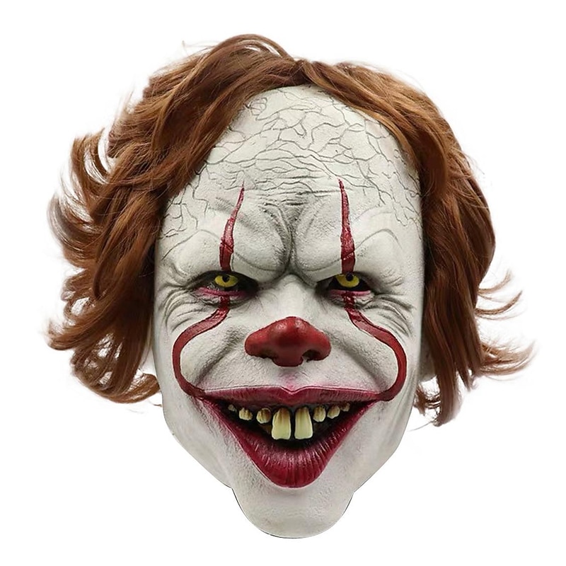 Pennywise Killer Clown Halloween Mask It Horror Scary Costume Adults' Unisex Halloween Carnival Mardi Gras Easy Halloween Costumes Dress Up4
