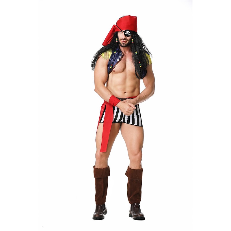 Pirates of the Caribbean Halloween Cosplay Costume Fancy Costume Carnival Costume Cosplay Costume Party Adults' Men's Halloween Carnival Masquerade Easy Halloween Costumes Dress Up4